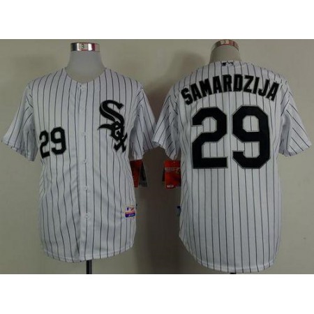 White Sox #29 Jeff Samardzija White Black Strip Stitched MLB Jerseys