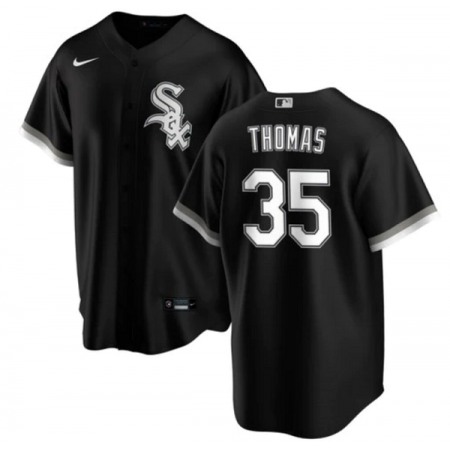 Men's Chicago White Sox #35 Frank Thomas Black Cool Base Stitched Jersey