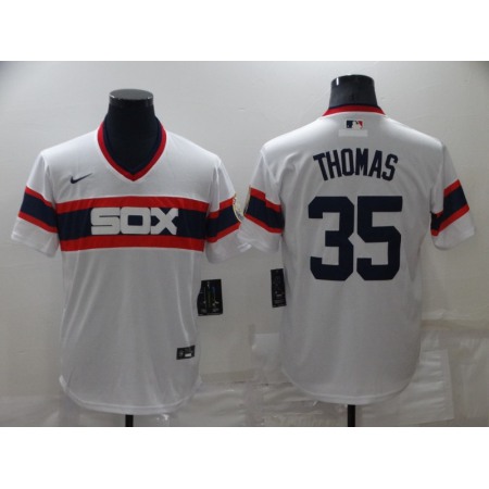 Men's Chicago White Sox #35 Frank Thomas Throwback Cool Base Stitched Jersey