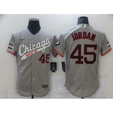 Men's Chicago White Sox #45 Michael Jordan Grey Flex Base Stitched Jersey