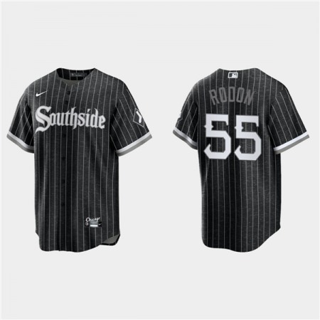 Men's Chicago White Sox #55 Carlos Rodon Black 2021 City Connect Cool Base Stitched Jersey