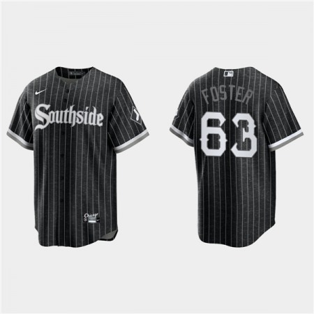 Men's Chicago White Sox #63 Matt Foster Black 2021 City Connect Cool Base Stitched Jersey