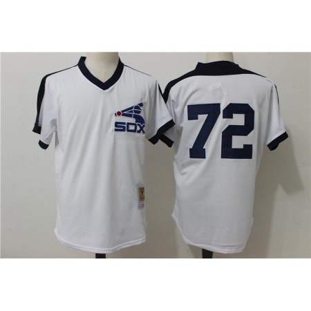 Men's Chicago White Sox #72 Carlton Fisk Mitchell & Ness White Cooperstown Mesh Batting Practice Stitched MLB Jersey