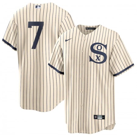 Men's Chicago White Sox #7 Tim Anderson 2021 Cream/Navy Field of Dreams Cool Base Stitched Jersey