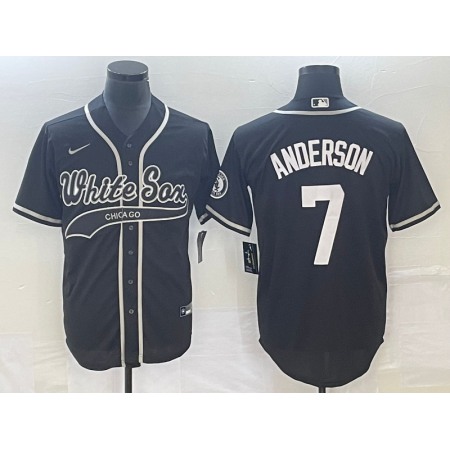 Men's Chicago White Sox #7 Tim Anderson Black Cool Base Stitched Jersey