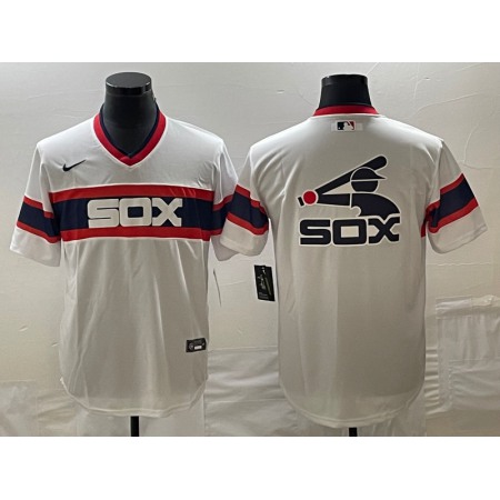 Men's Chicago White Sox White Team Big Logo Cool Base Stitched Jersey