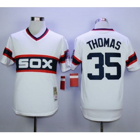 Mitchell And Ness 1983 White Sox #35 Frank Thomas White Throwback Stitched MLB Jersey