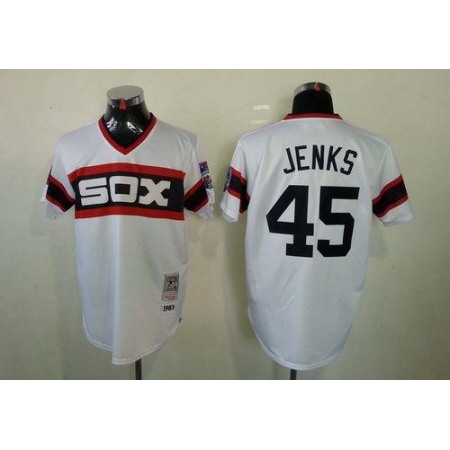 Mitchell And Ness 1983 White Sox #45 Bobby Jenks White Throwback Stitched MLB Jersey