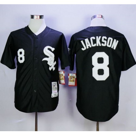 Mitchell and Ness White Sox #8 Bo Jackson Stitched Black Throwback MLB Jersey