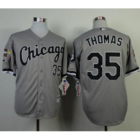 White Sox #35 Frank Thomas Grey Cool Base Stitched MLB Jersey