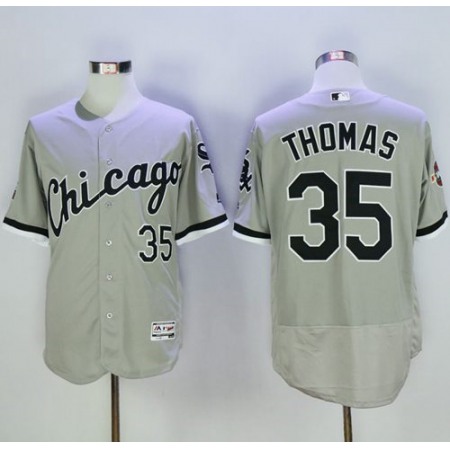 White Sox #35 Frank Thomas Grey Flexbase Authentic Collection Stitched MLB Jersey