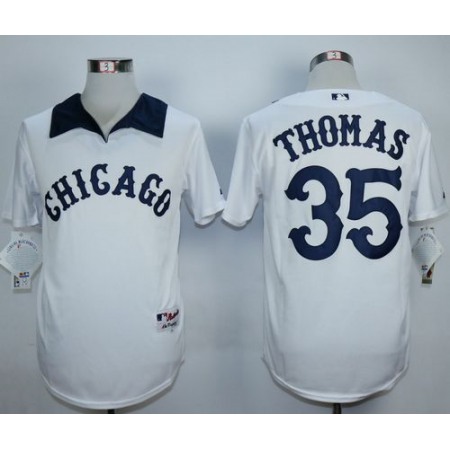 White Sox #35 Frank Thomas White 1976 Turn Back The Clock Stitched MLB Jersey