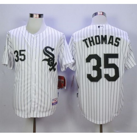 White Sox #35 Frank Thomas White(Black Strip) Cool Base Stitched MLB Jersey
