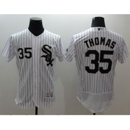 White Sox #35 Frank Thomas White(Black Strip) Flexbase Authentic Collection Stitched MLB Jersey