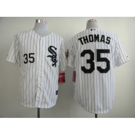 White Sox #35 Frank Thomas White w75th Anniversary Commemorative Patch Stitched MLB Jersey