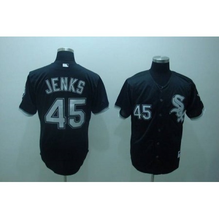 White Sox #45 Bobby Jenks Stitched Black MLB Jersey