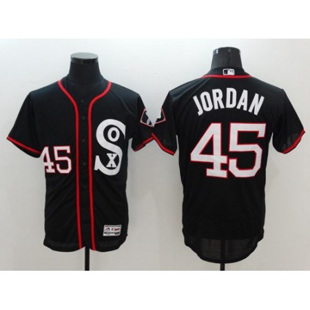 White Sox #45 Michael Jordan Black New Flexbase Authentic Collection Stitched MLB Jersey
