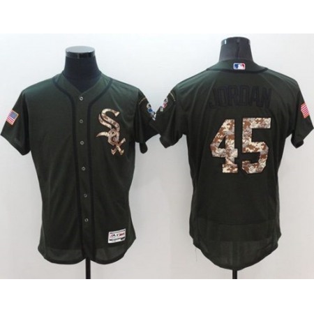 White Sox #45 Michael Jordan Green Flexbase Authentic Collection Salute to Service Stitched MLB Jersey