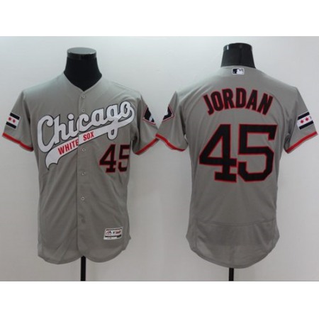 White Sox #45 Michael Jordan Grey Flexbase Authentic Collection Cooperstown Stitched MLB Jersey