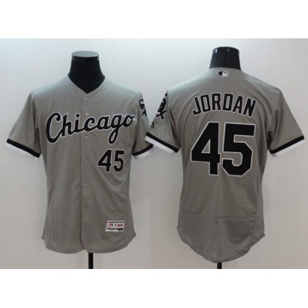 White Sox #45 Michael Jordan Grey Flexbase Authentic Collection Stitched MLB Jersey
