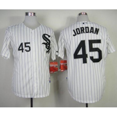 White Sox #45 Michael Jordan Stitched White Black Strip MLB Jersey