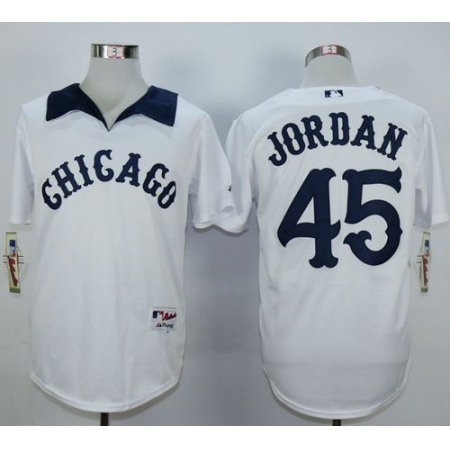 White Sox #45 Michael Jordan White 1976 Turn Back The Clock Stitched MLB Jersey