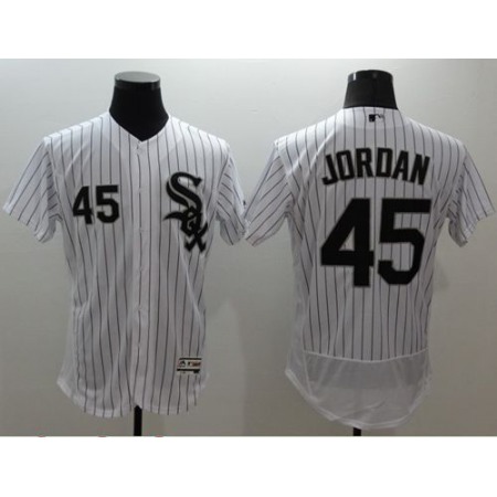 White Sox #45 Michael Jordan White(Black Strip) Flexbase Authentic Collection Stitched MLB Jersey