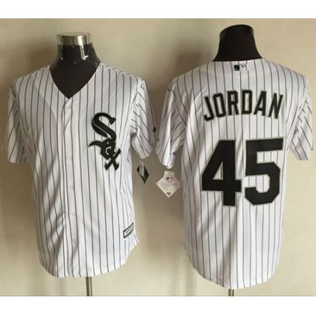 White Sox #45 Michael Jordan White(Black Strip) New Cool Base Stitched MLB Jersey