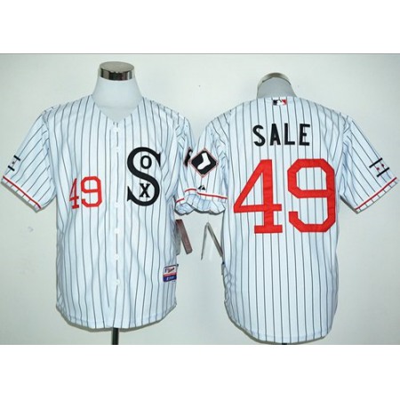 White Sox #49 Chris Sale White(Black Strip) Cooperstown Stitched MLB Jersey