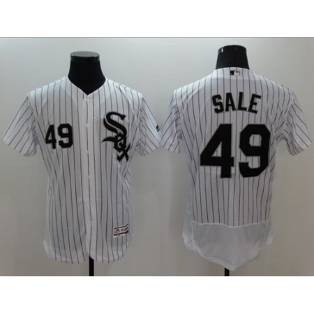 White Sox #49 Chris Sale White(Black Strip) Flexbase Authentic Collection Stitched MLB Jersey