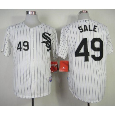 White Sox #49 Chris Sale White With Black Strip Stitched MLB Jersey