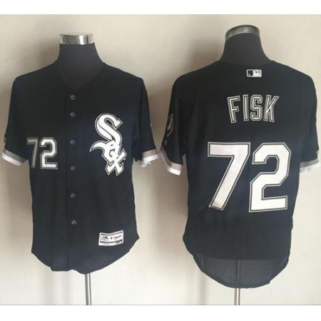 White Sox #72 Carlton Fisk Black Flexbase Authentic Collection Stitched MLB Jersey