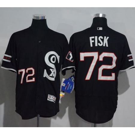 White Sox #72 Carlton Fisk Black New Flexbase Authentic Collection Stitched MLB Jersey