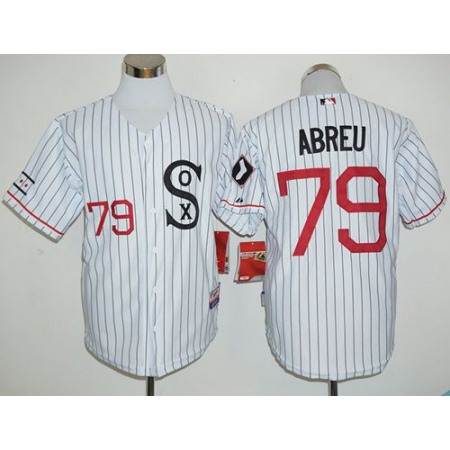White Sox #79 Jose Abreu White(Black Strip) Cooperstown Stitched MLB Jersey