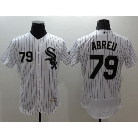White Sox #79 Jose Abreu White(Black Strip) Flexbase Authentic Collection Stitched MLB Jersey