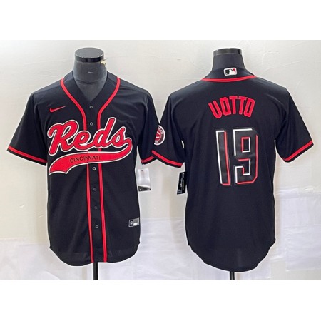 Men's Cincinnati Reds #19 Joey Votto Black Cool Base Stitched Baseball Jersey