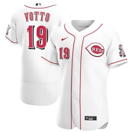 Men's Cincinnati Reds #19 Joey Votto White Flex Base Stitched Jersey