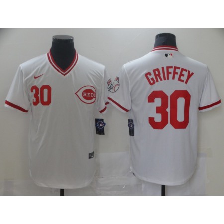 Men's Cincinnati Reds #30 Ken Griffey white Cool white Stitched Jersey