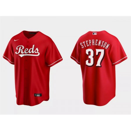 Men's Cincinnati Reds #37 Tyler Stephenson Red Cool Base Stitched Baseball Jersey