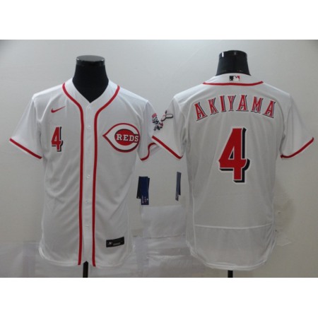 Men's Cincinnati Reds #4 Shogo Akiyama White Flex Base Stitched MLB Jersey