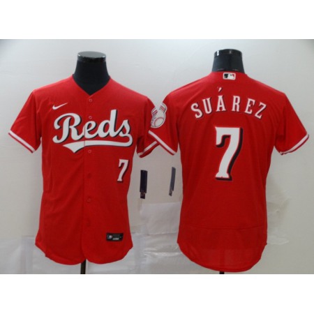 Men's Cincinnati Reds #7 Eugenio Suarez Red Flex Base Stitched MLB Jersey
