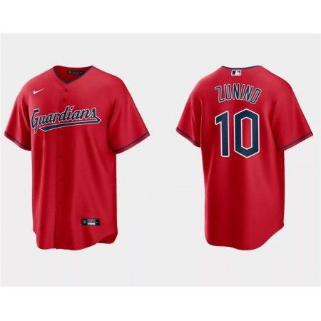 Men's Cleveland Guardians #10 Mike ZuNino Red Cool Base Stitched Jersey