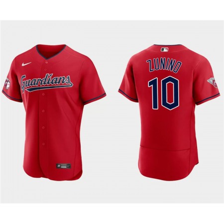 Men's Cleveland Guardians #10 Mike ZuNino Red Flex Base Stitched Jersey