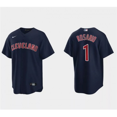 Men's Cleveland Guardians #1 Amed Rosario Navy Cool Base Stitched Jersey