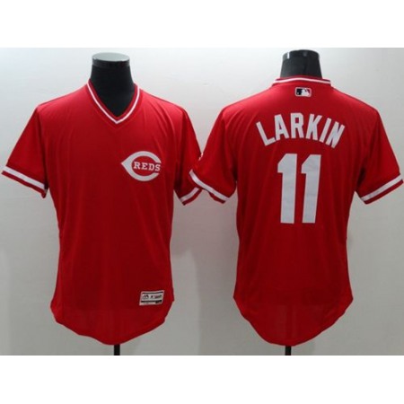 Reds #11 Barry Larkin Red Flexbase Authentic Collection Cooperstown Stitched MLB Jersey