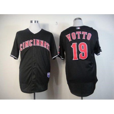 Reds #19 Joey Votto Black Stitched MLB Jersey