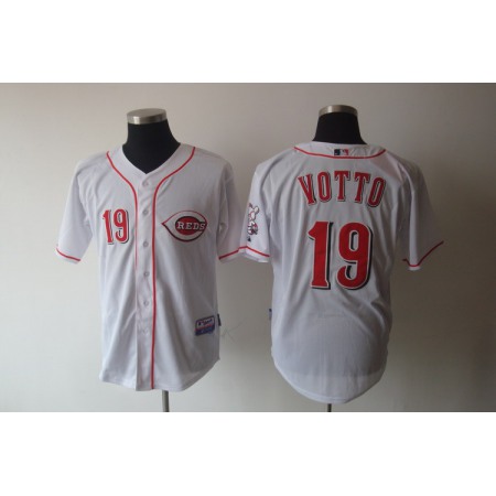 Reds #19 Joey Votto White Cool Base Stitched MLB Jersey