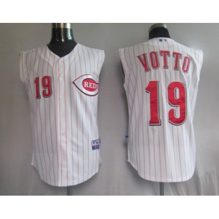 Reds #19 Joey Votto White Vest Style Stitched MLB Jersey