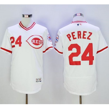 Reds #24 Tony Perez White Flexbase Authentic Collection Cooperstown Stitched MLB Jersey