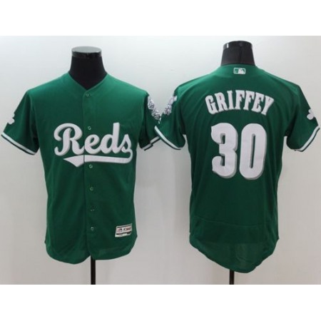 Reds #30 Ken Griffey Green Celtic Flexbase Authentic Collection Stitched MLB Jersey